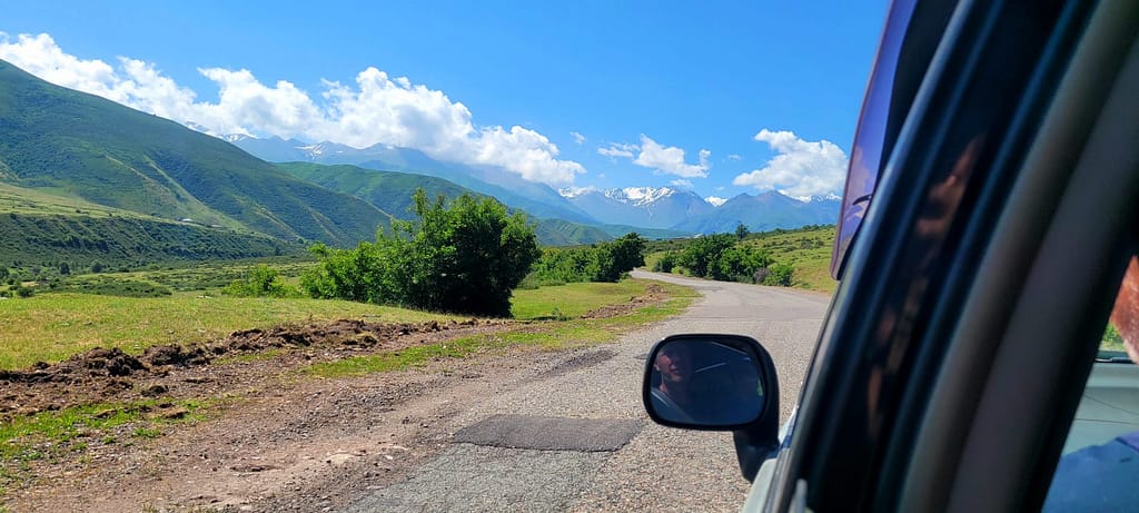 View of mountains near Koltor Lake