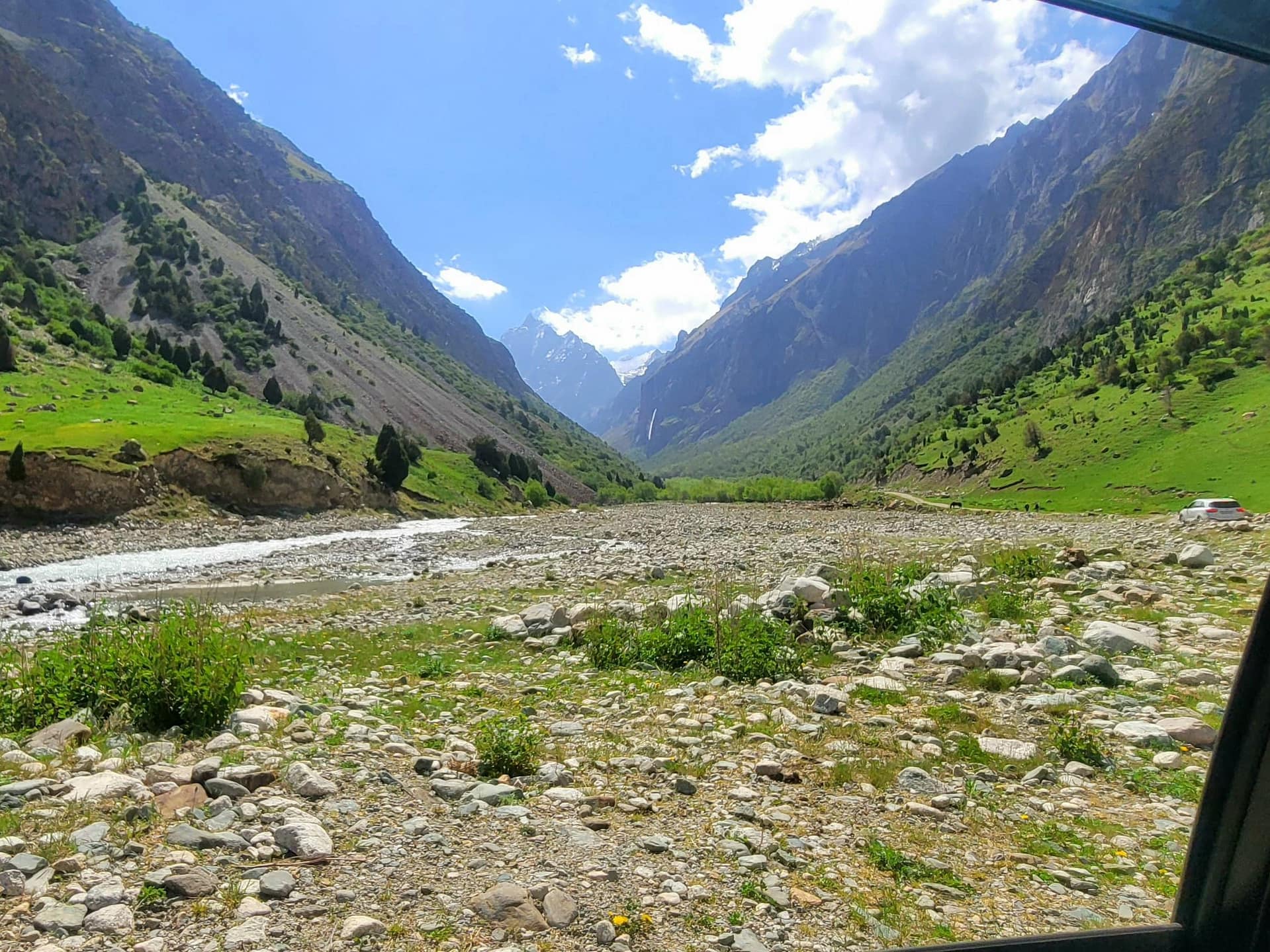 View of Belogorka Waterfall from afar