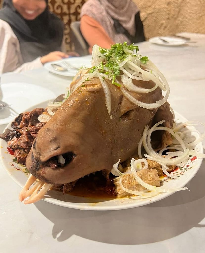 Sheep's head cooked in traditional Kyrgyz fashion